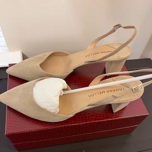 Tamara Mellon “Liason” sling back sand suede 2inch heel